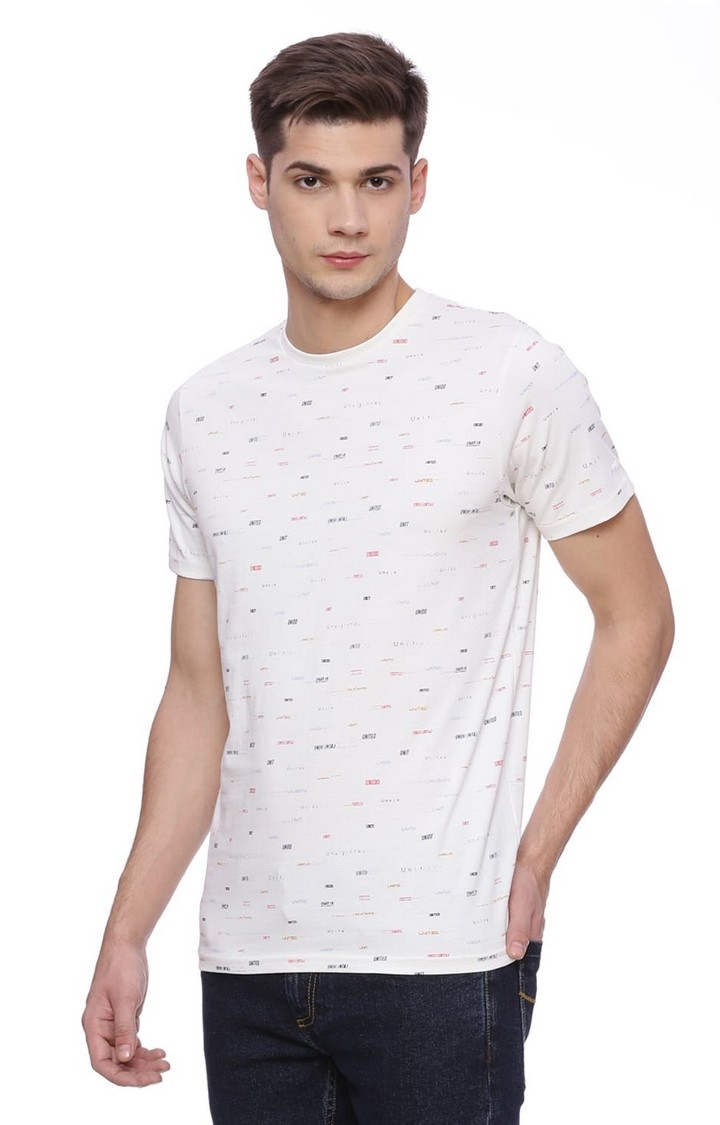 Basics | Men's Ecru Cotton Printed T-Shirt 3