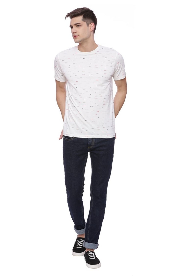 Basics | Men's Ecru Cotton Printed T-Shirt 1