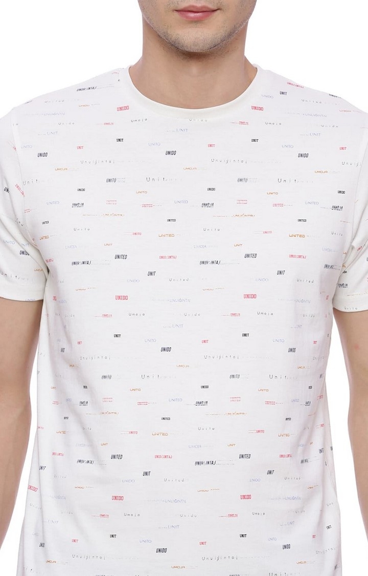 Basics | Men's Ecru Cotton Printed T-Shirt 4
