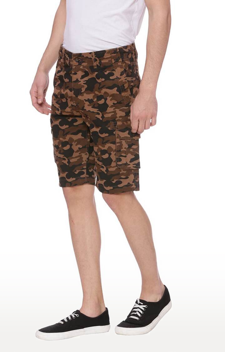 Basics | Men's Brown Cotton Camouflage Shorts 0