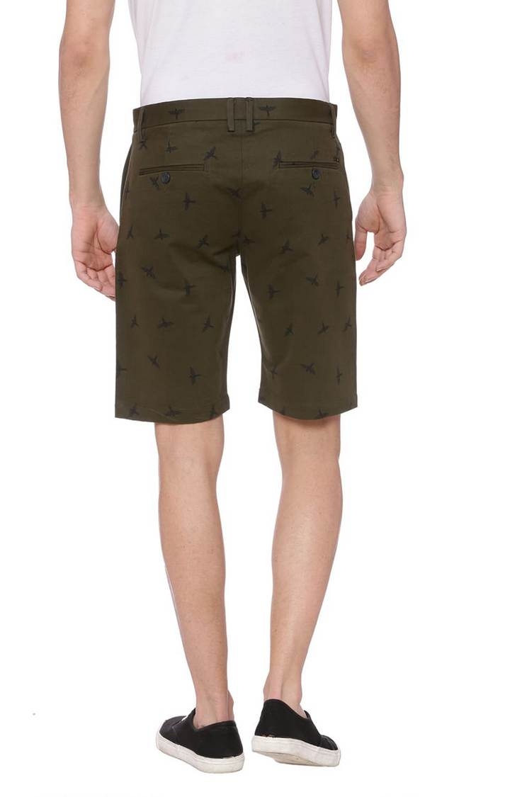 Basics | Men's Green Cotton Printed Shorts 3