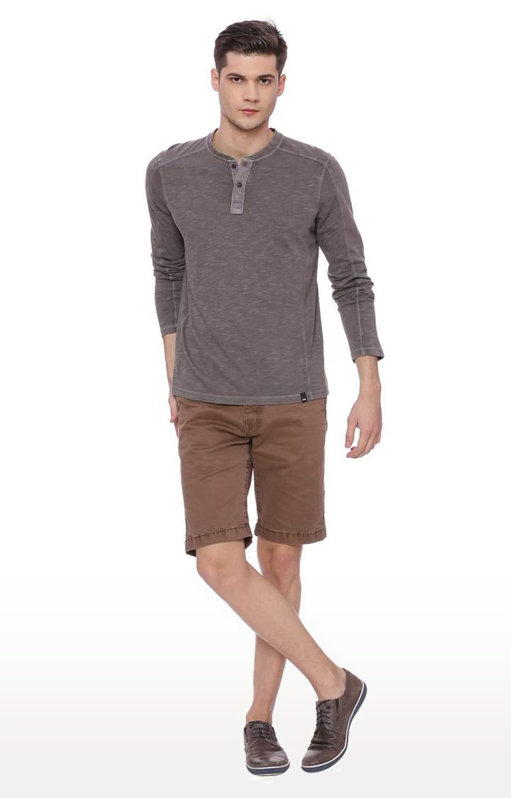 Basics | Men's Brown Cotton Blend Solid Shorts 0