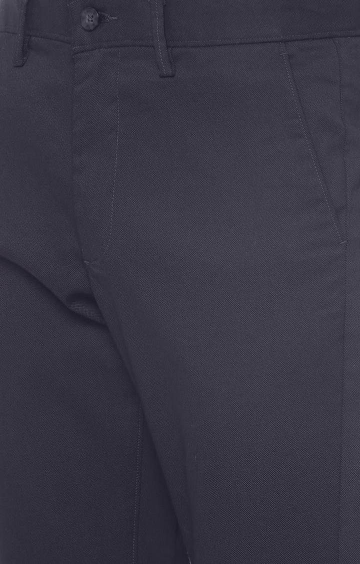 Basics | Men's Navy Cotton Blend Solid Chinos 4
