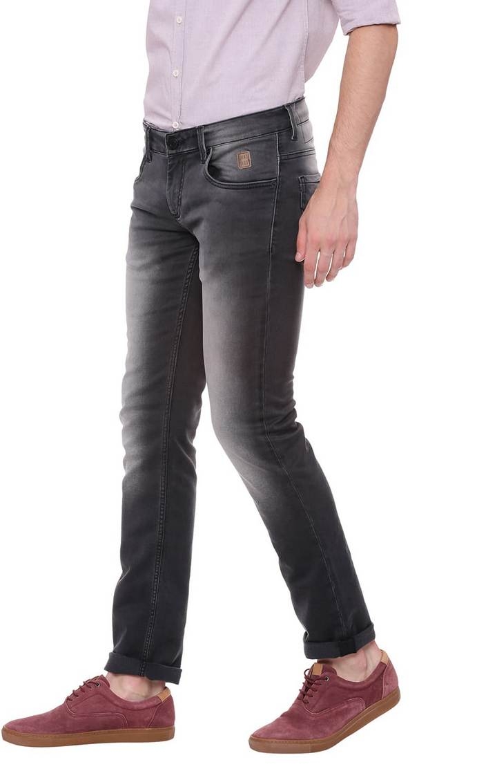 Basics | Men's Black Cotton Blend Solid Jeans 2