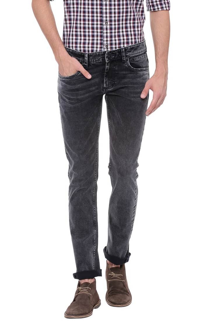 Basics | Men's Black Cotton Blend Solid Jeans 0