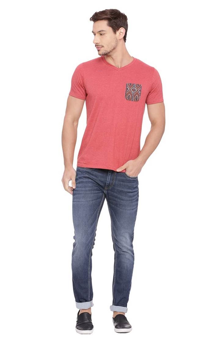 Basics | Men's Navy Cotton Solid Jeans 1