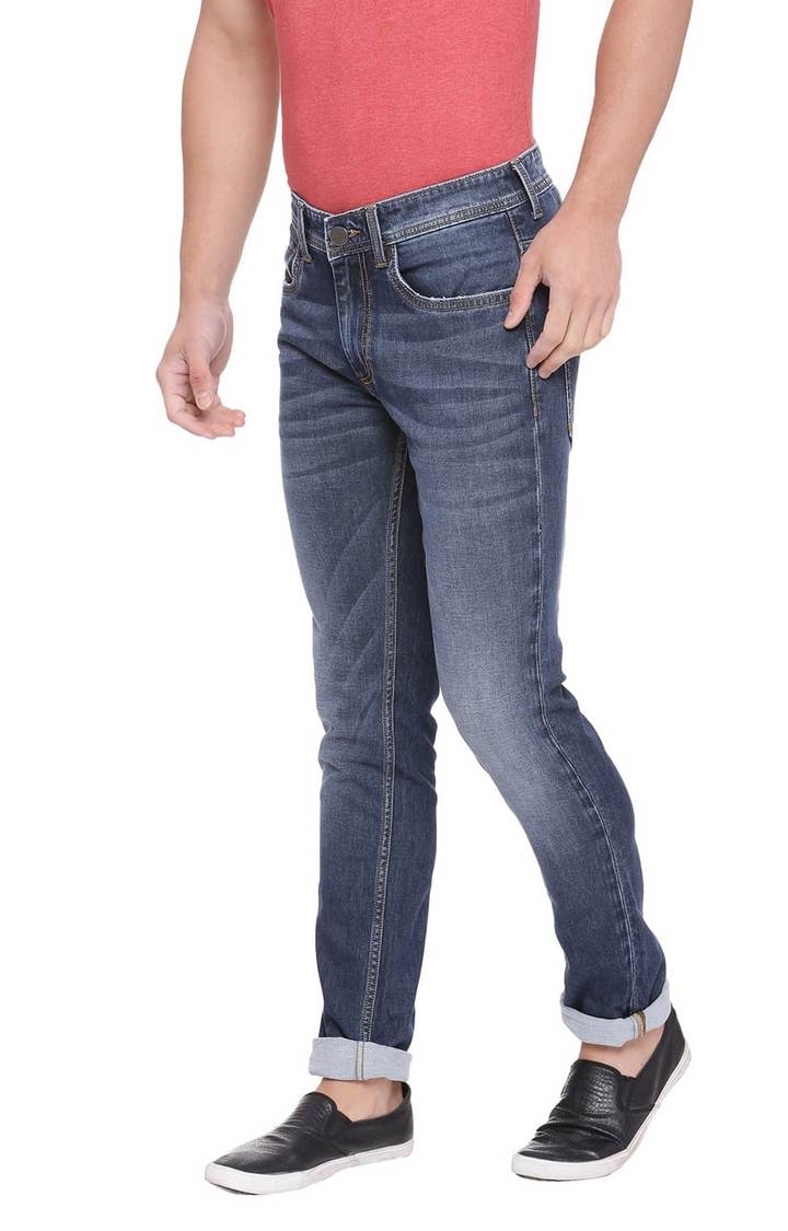 Basics | Men's Navy Cotton Solid Jeans 2