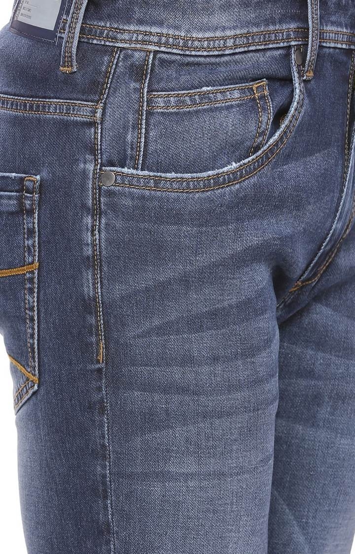 Basics | Men's Navy Cotton Solid Jeans 4
