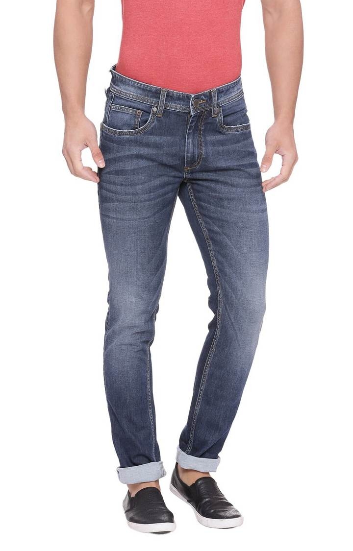 Basics | Men's Navy Cotton Solid Jeans 0