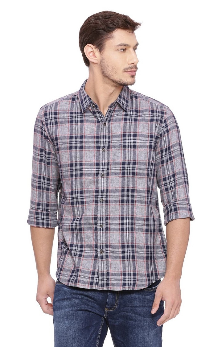 Basics | Beige Checked Casual Shirts 0