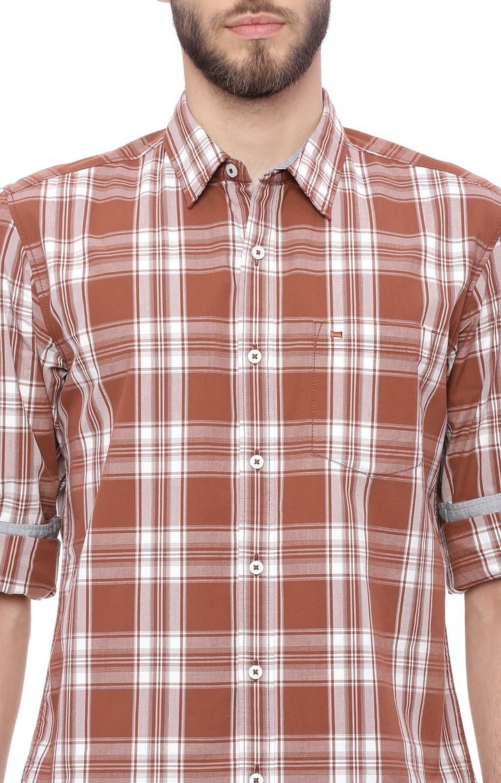 Basics | Brown Checked Casual Shirts 4