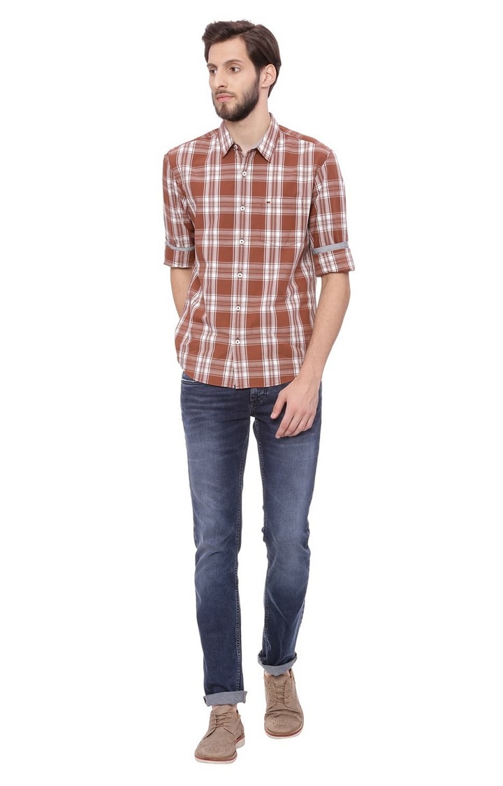 Basics | Brown Checked Casual Shirts 1