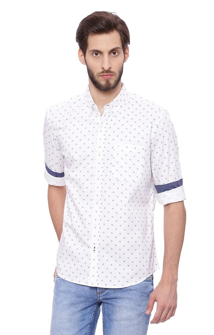 Basics | White Printed Casual Shirts 0