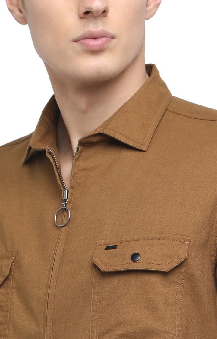 Basics | Brown Solid Casual Shirts 4
