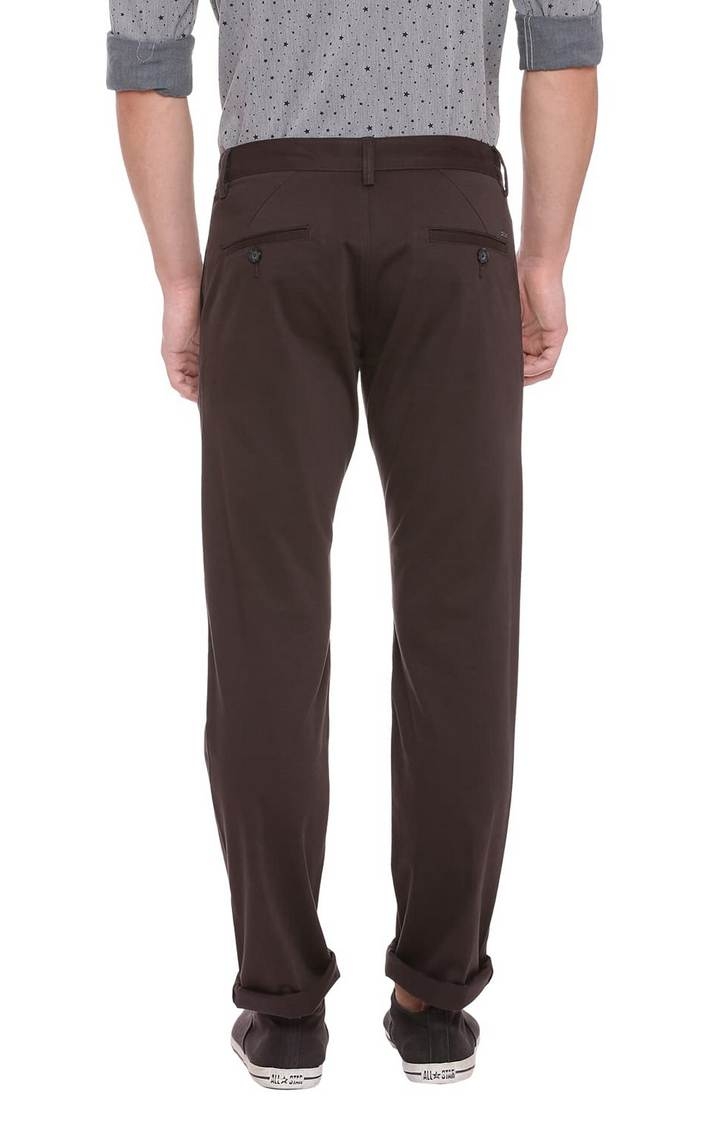 Basics | Men's Brown Cotton Blend Solid Chinos 3