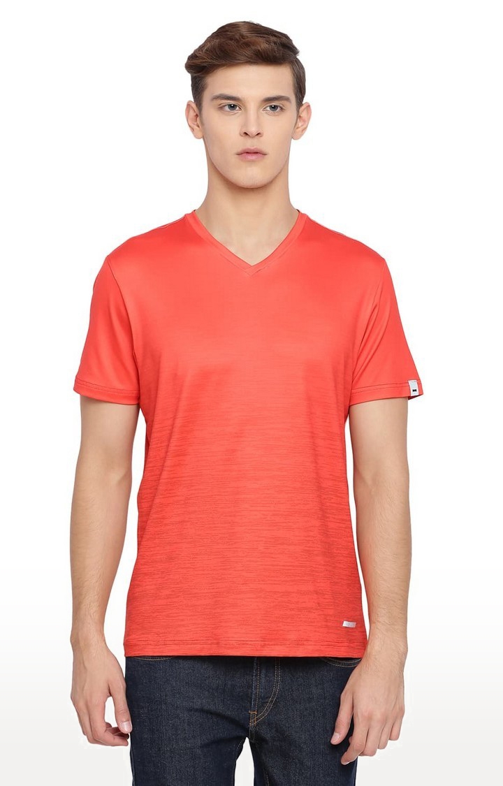 Basics | Men's Orange Polyester Solid T-Shirt 0