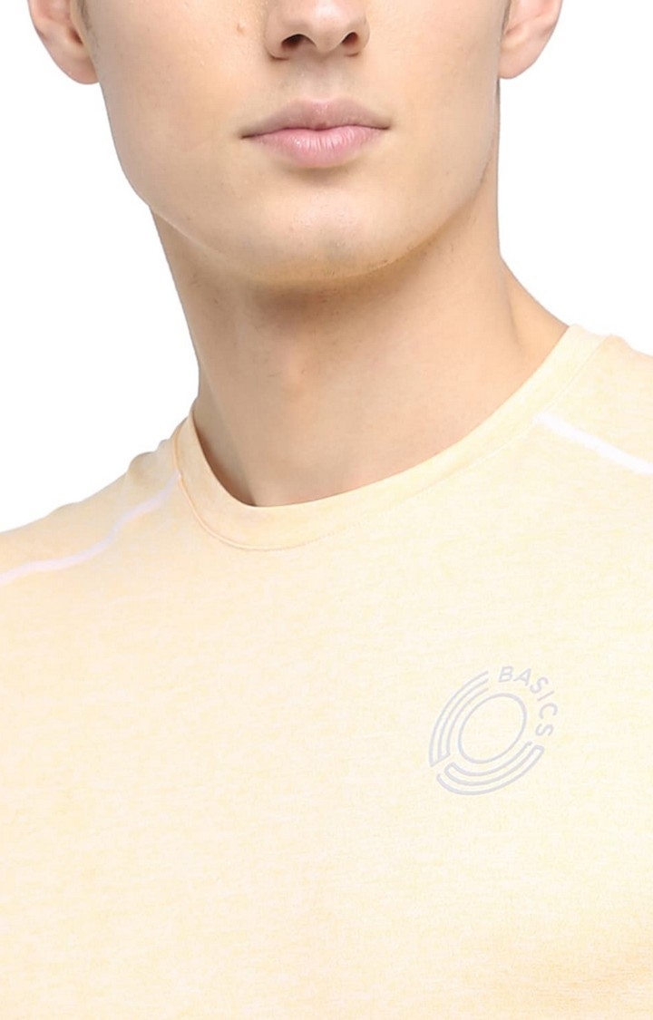 Basics | Men's Orange Polyester Solid T-Shirt 2