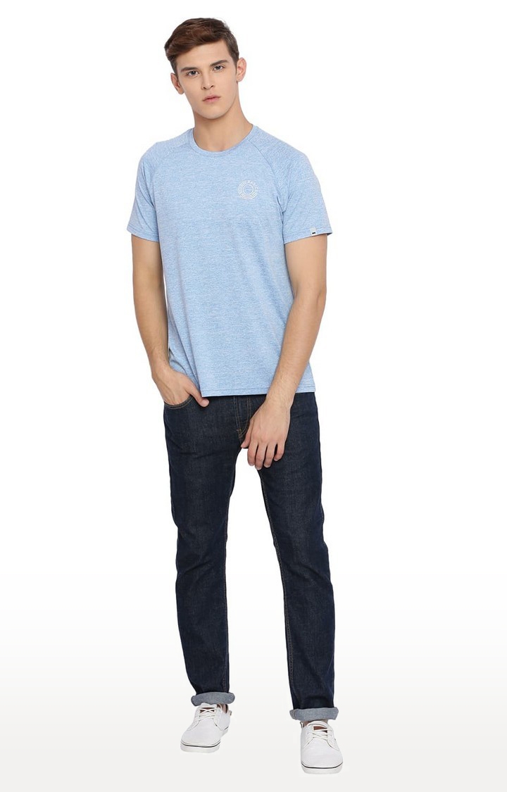 Basics | Men's Blue Polyester Solid T-Shirt 1