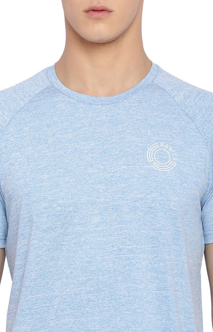 Basics | Men's Blue Polyester Solid T-Shirt 2