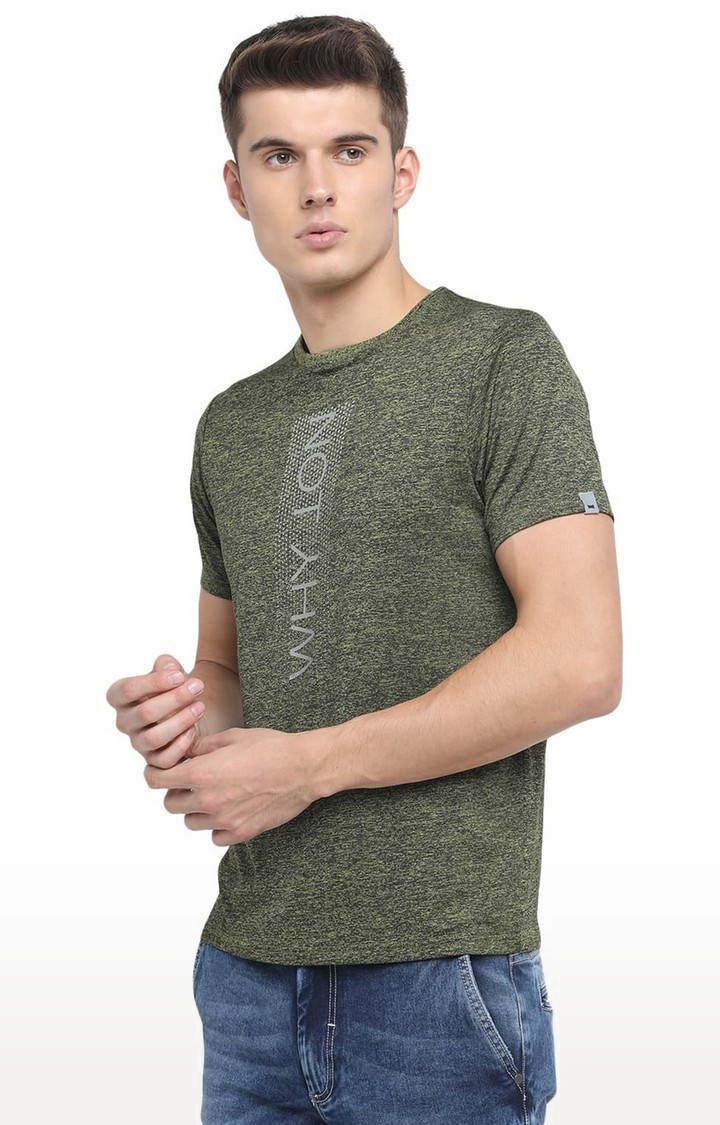 Basics | Men's Green Polyester Printed T-Shirt 1