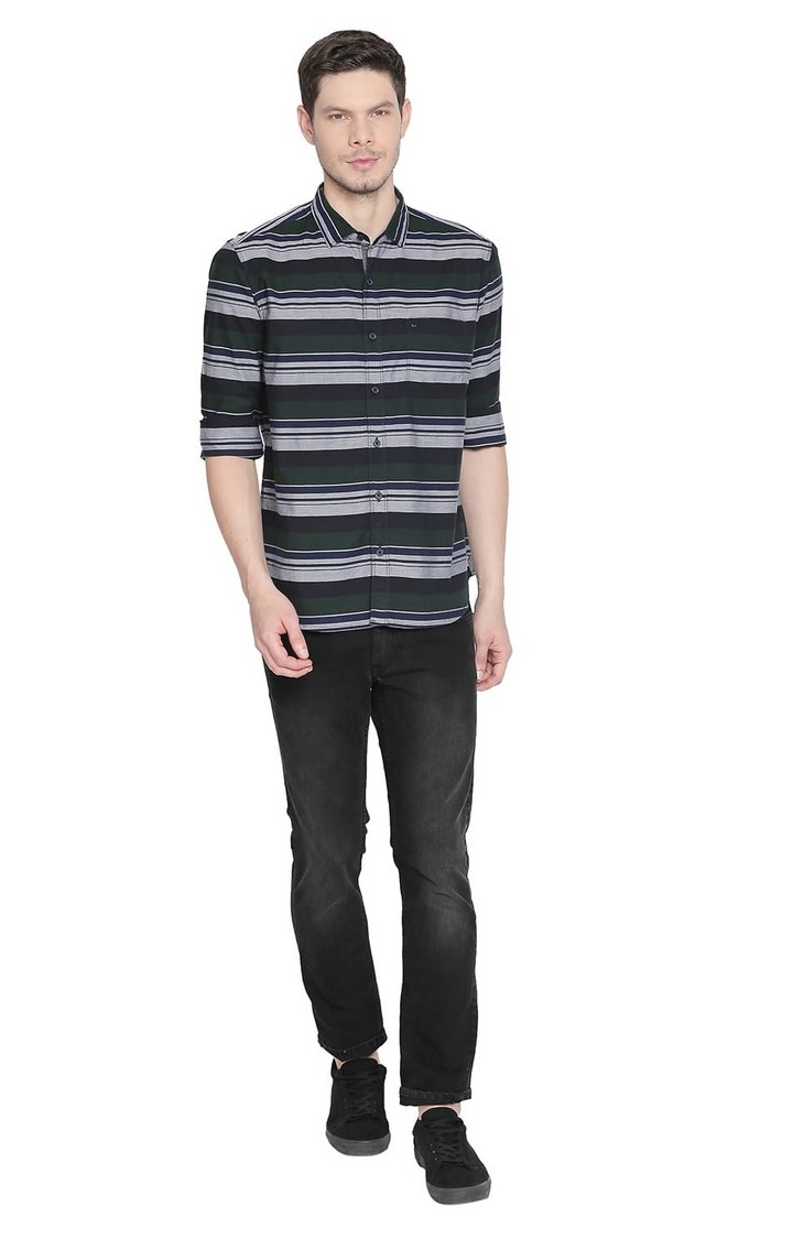 Basics | Green Striped Casual Shirts 1