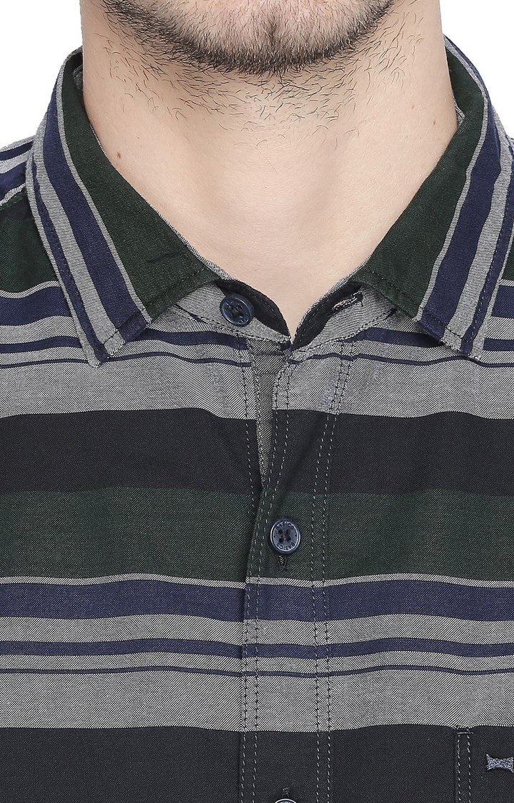 Basics | Green Striped Casual Shirts 4