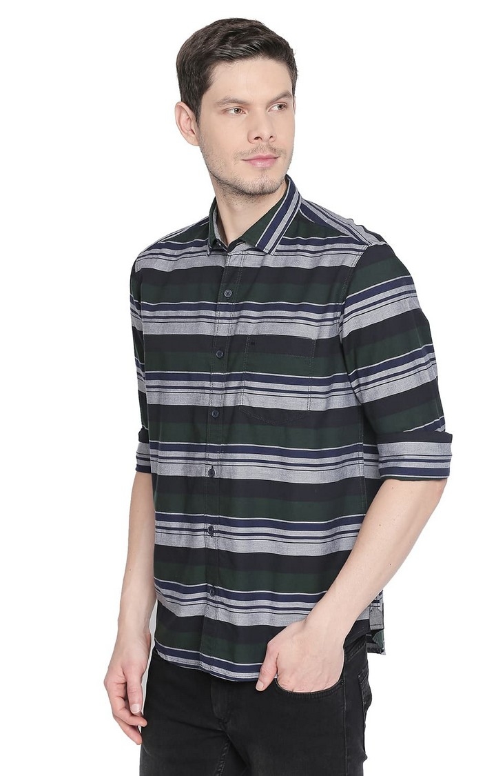 Basics | Green Striped Casual Shirts 2