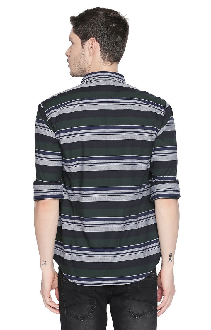 Basics | Green Striped Casual Shirts 3
