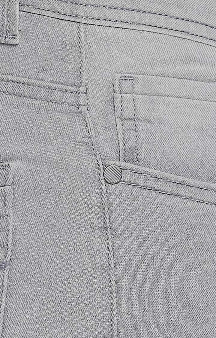 Basics | Men's Grey Cotton Blend Solid Jeans 4