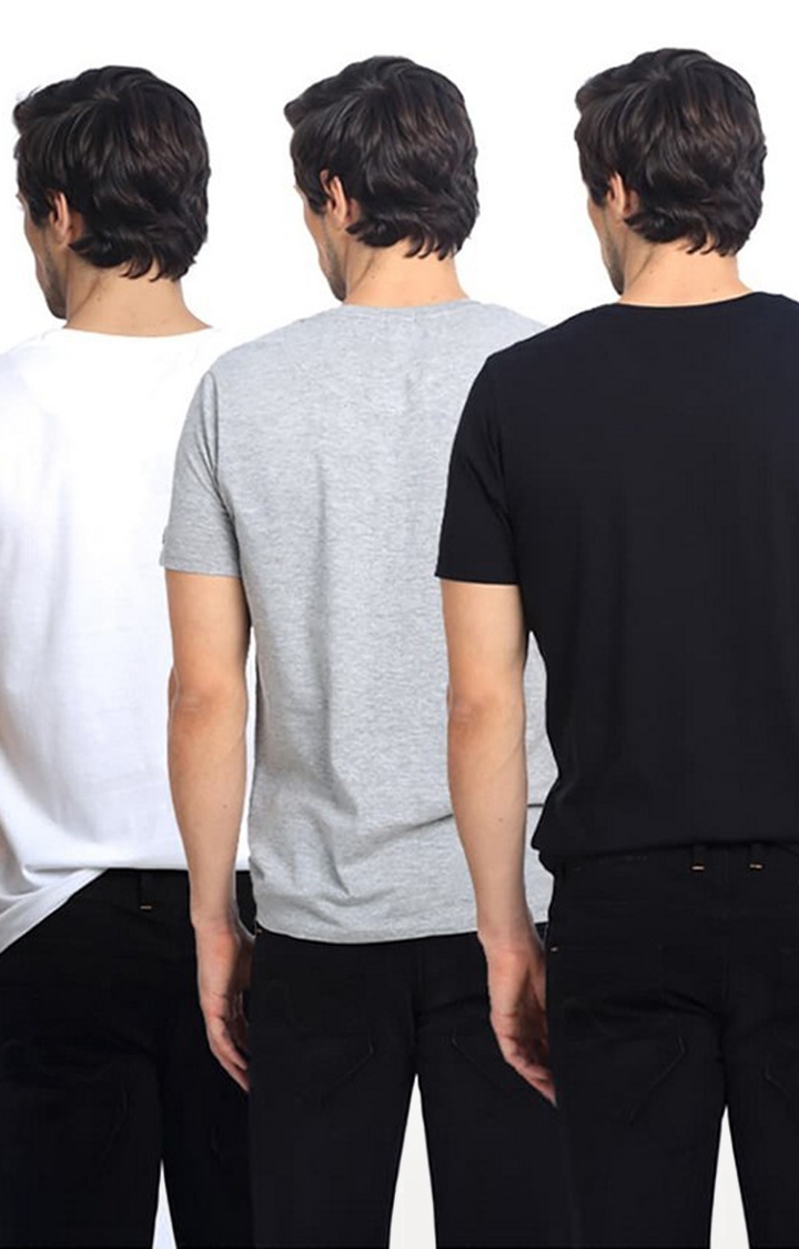 Basics | Men's Multicolour Cotton Solid T-Shirt 1