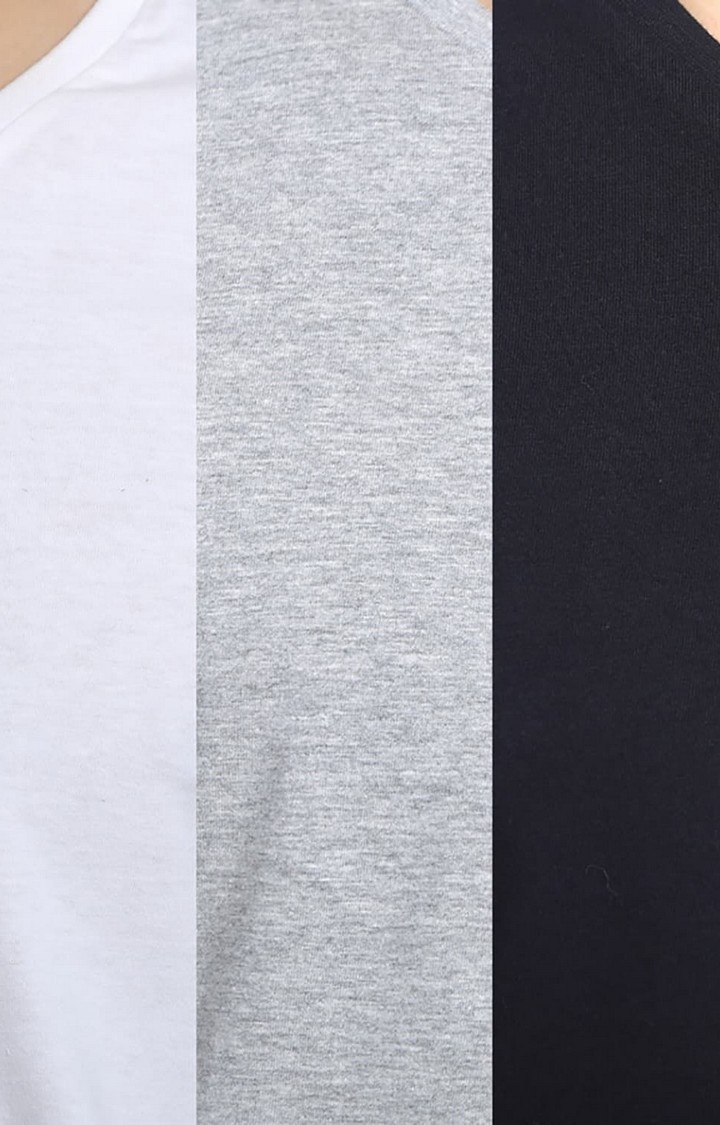 Basics | Men's Multicolour Cotton Solid T-Shirt 2