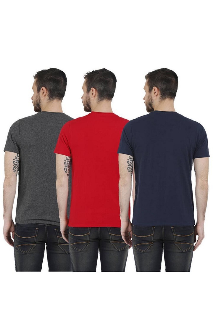 Basics | Men's Multicolour Cotton Solid T-Shirt 1