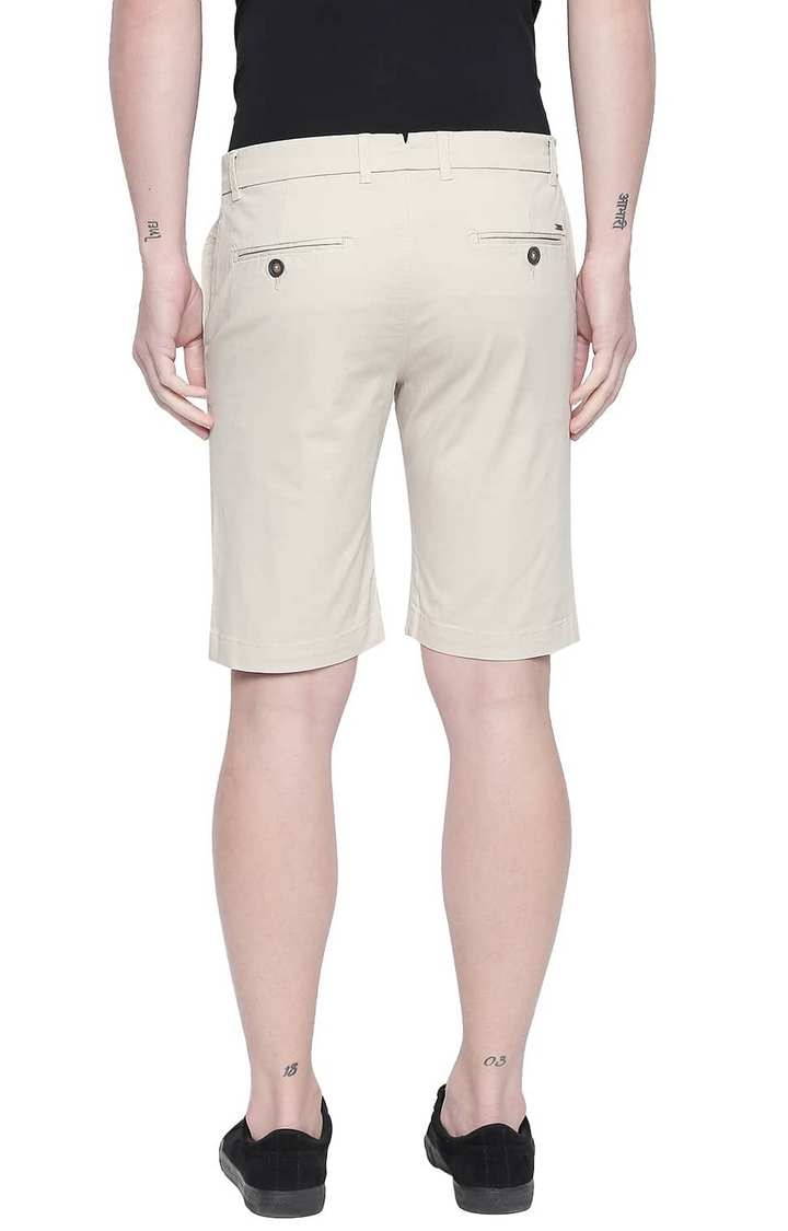 Basics | Men's Beige Cotton Blend Solid Shorts 3