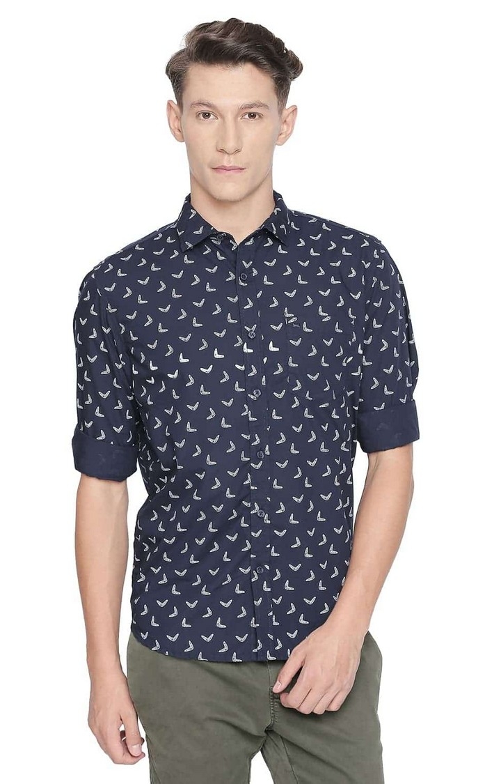 Blue Printed Casual Shirts