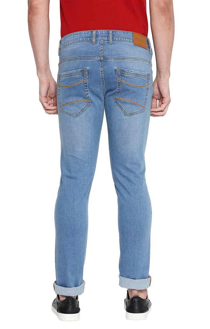 Basics | Men's Light Blue Cotton Blend Solid Jeans 3