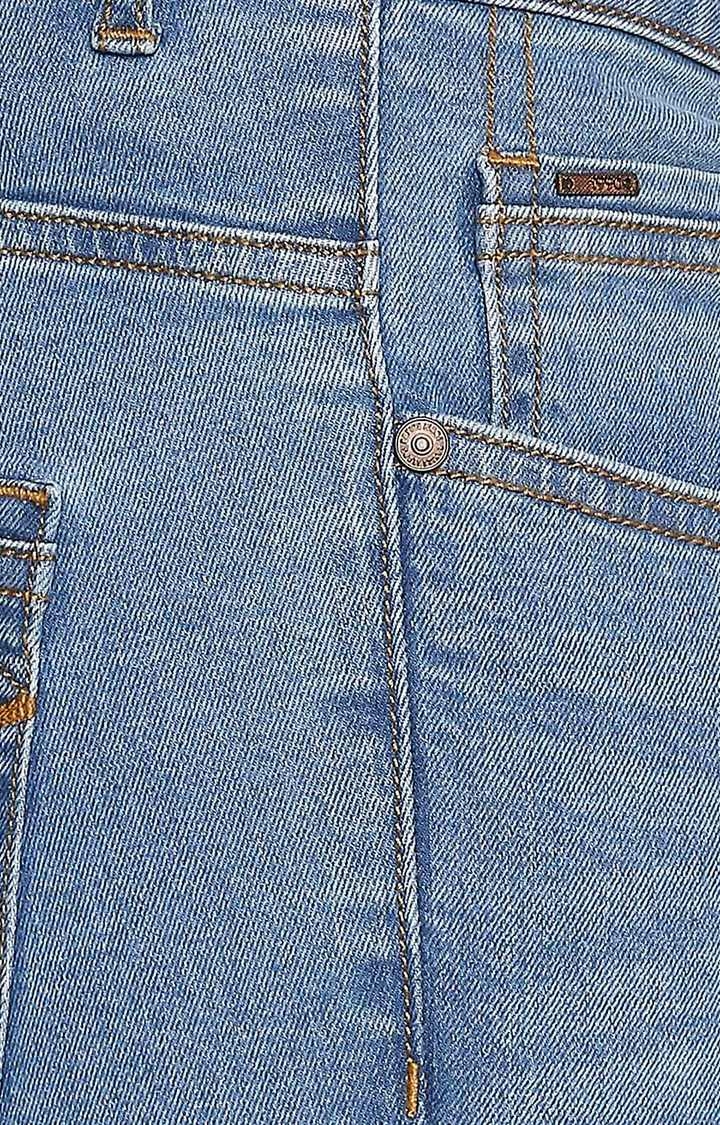 Basics | Men's Light Blue Cotton Blend Solid Jeans 4