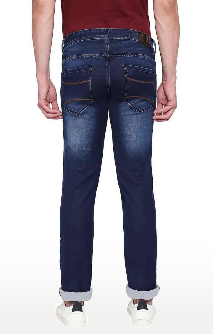 Basics | Men's Blue Cotton Blend Solid Jeans 1