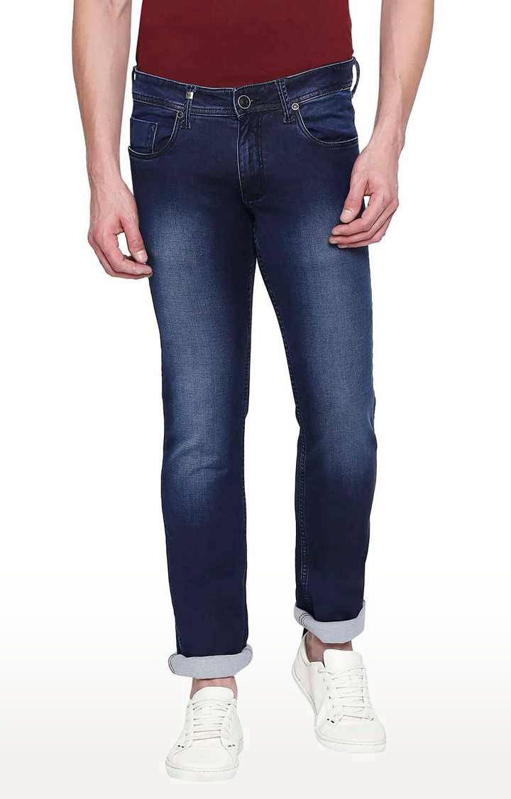 Basics | Men's Blue Cotton Blend Solid Jeans 0
