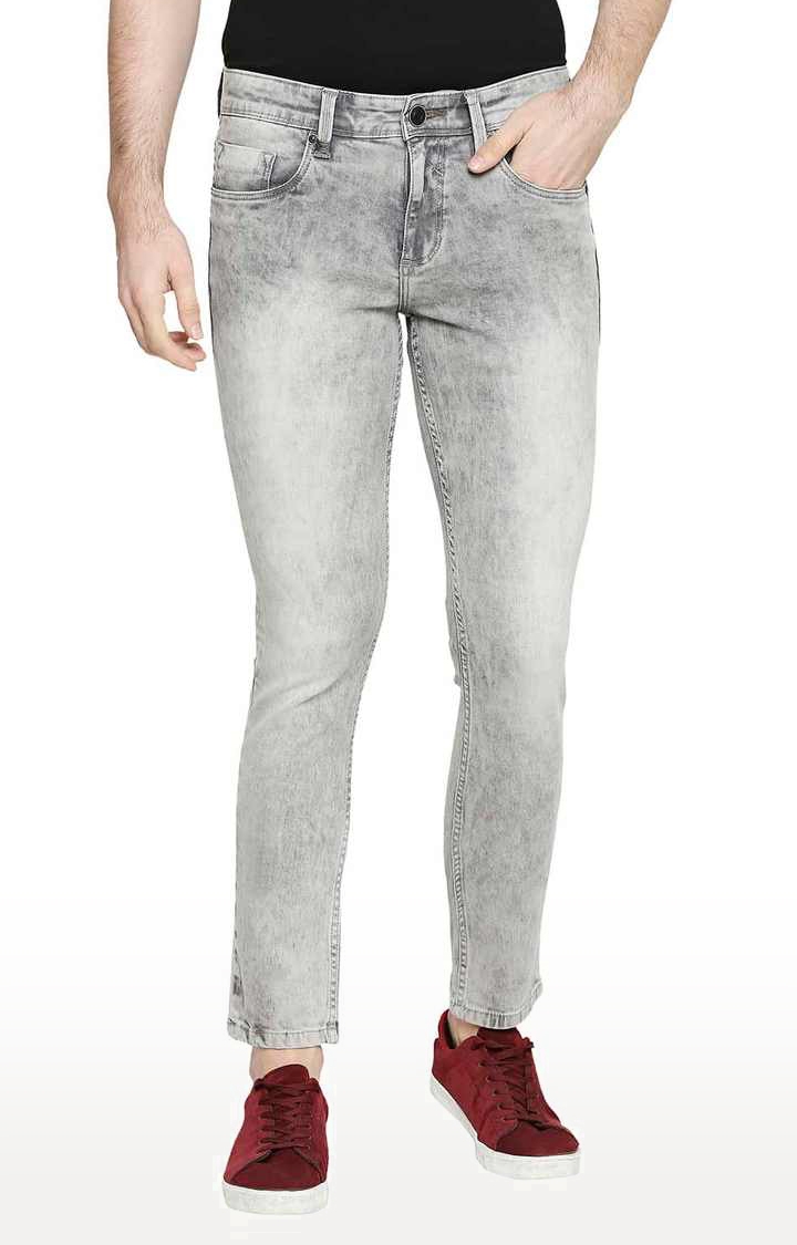 Basics | Men's Grey Cotton Blend Solid Jeans 0
