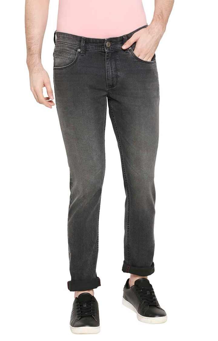 Basics | Men's Dark Grey Cotton Blend Solid Jeans 0