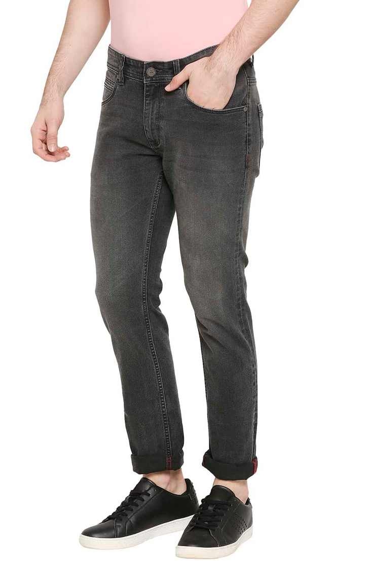 Basics | Men's Dark Grey Cotton Blend Solid Jeans 2