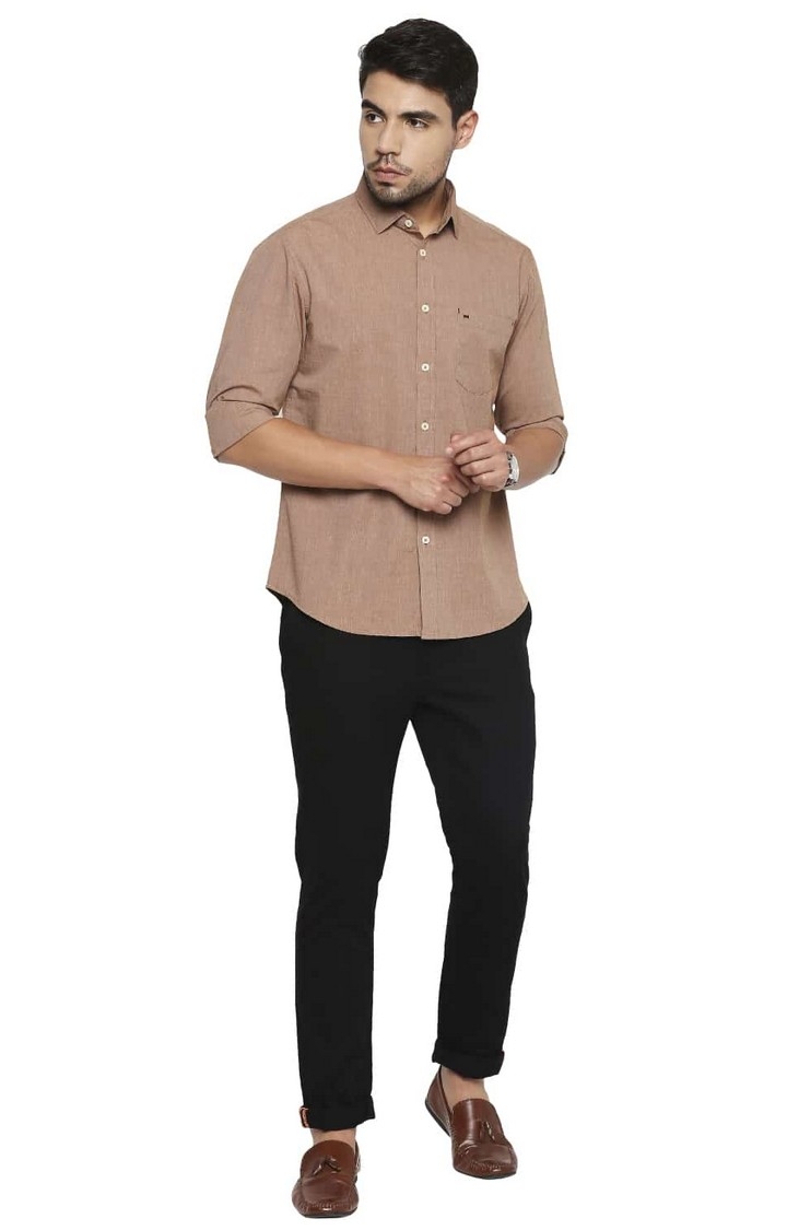 Basics | Brown Solid Casual Shirts 1