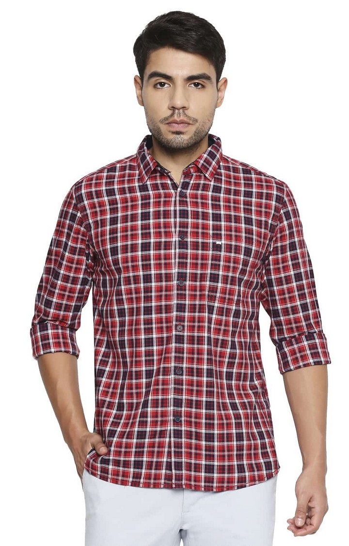 Basics | Red Checked Casual Shirts 0
