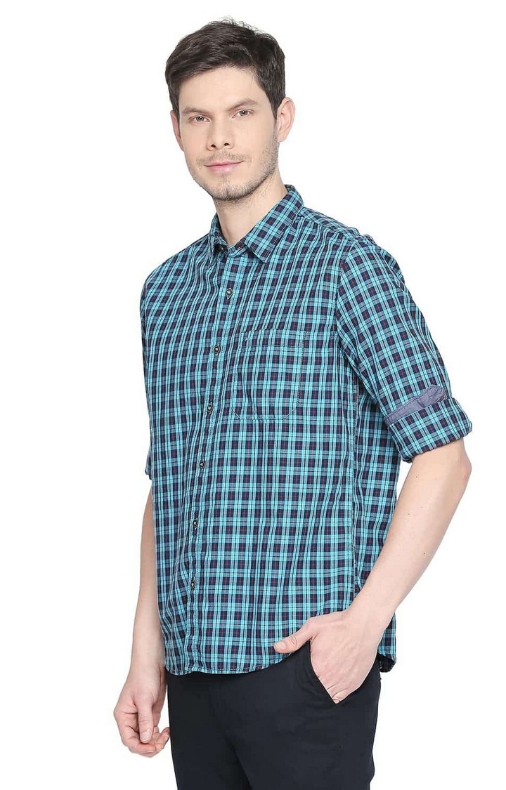 Basics | Blue Checked Casual Shirts 2