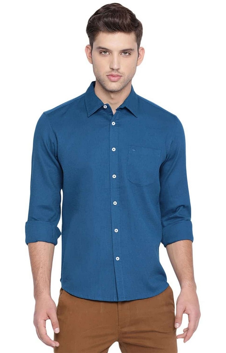 Basics | Blue Solid Casual Shirts 0