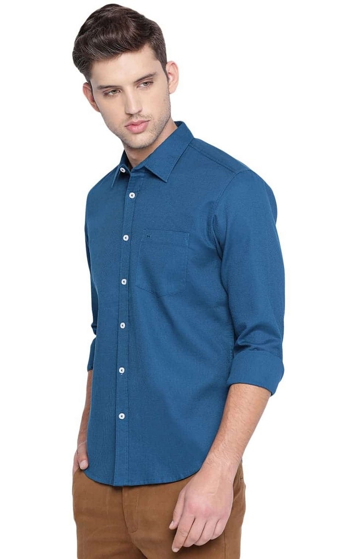 Basics | Blue Solid Casual Shirts 2