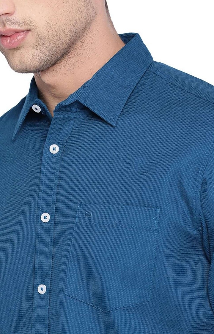 Basics | Blue Solid Casual Shirts 4