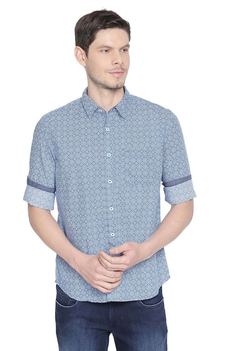 Basics | Blue Printed Casual Shirts 0