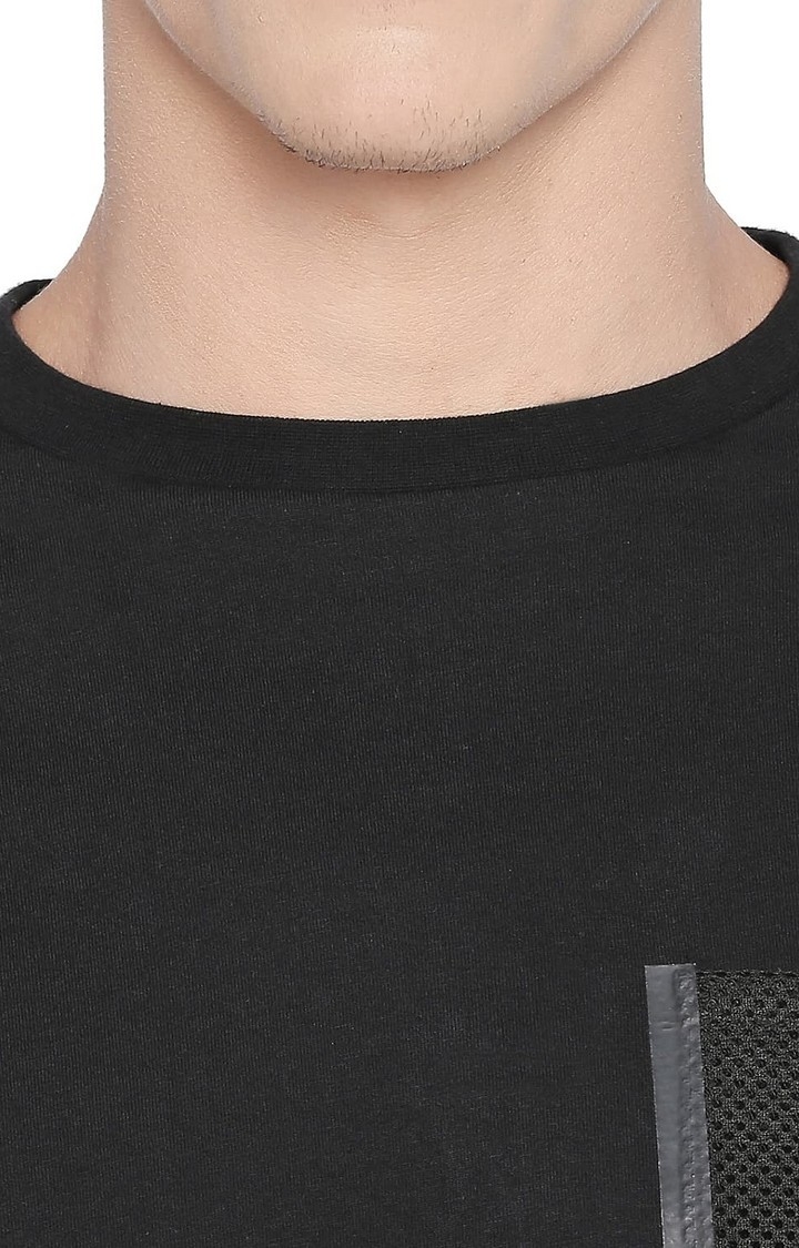 Basics | Men's Black Cotton Solid T-Shirt 2