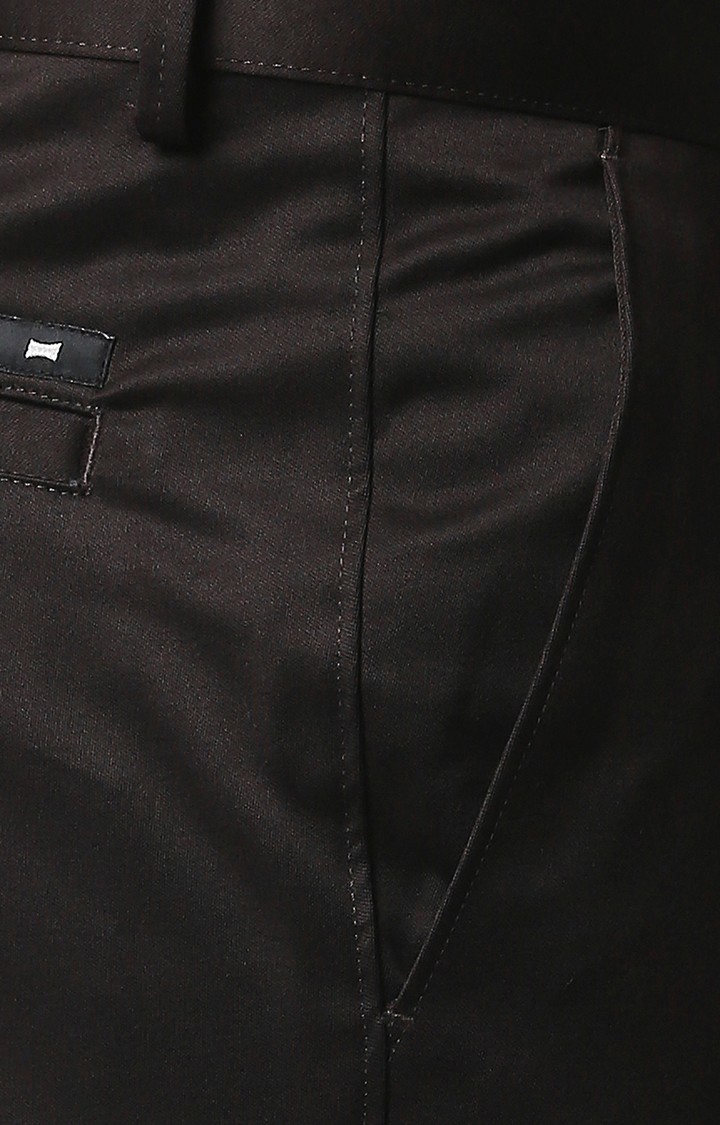 Basics | Men's Brown Cotton Blend Solid Trouser 4